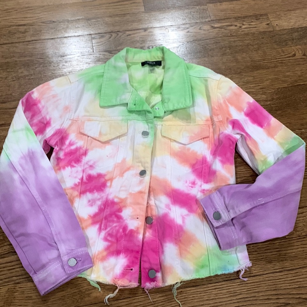 Aqua Girl tie dyed denim jacket